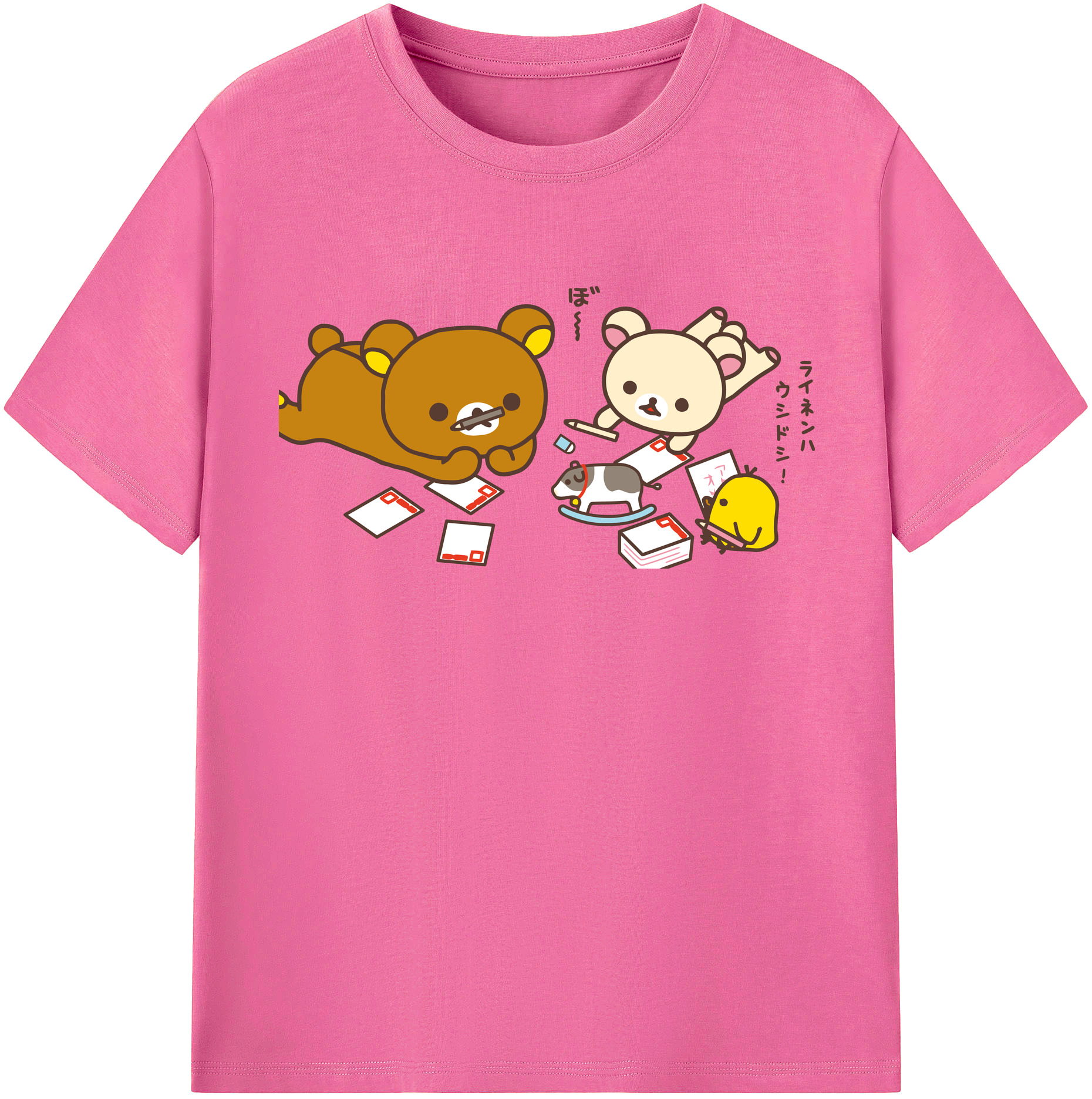 （画像用） リラックマ リラックマ キイロイトリ Rilakkuma Korilakkuma Kiiroitori レディースカジュアルプリントTシャツ（綿100％）